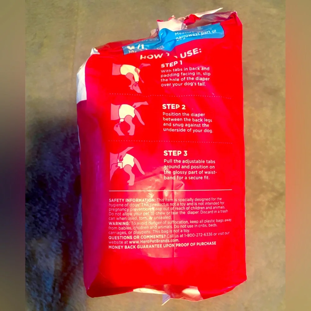 🐶OUT! PET CARE🐶 COMFORT-DRY DISPOSABLE DIAPERS W/ ODOR CONTROL, EDGE GUARD